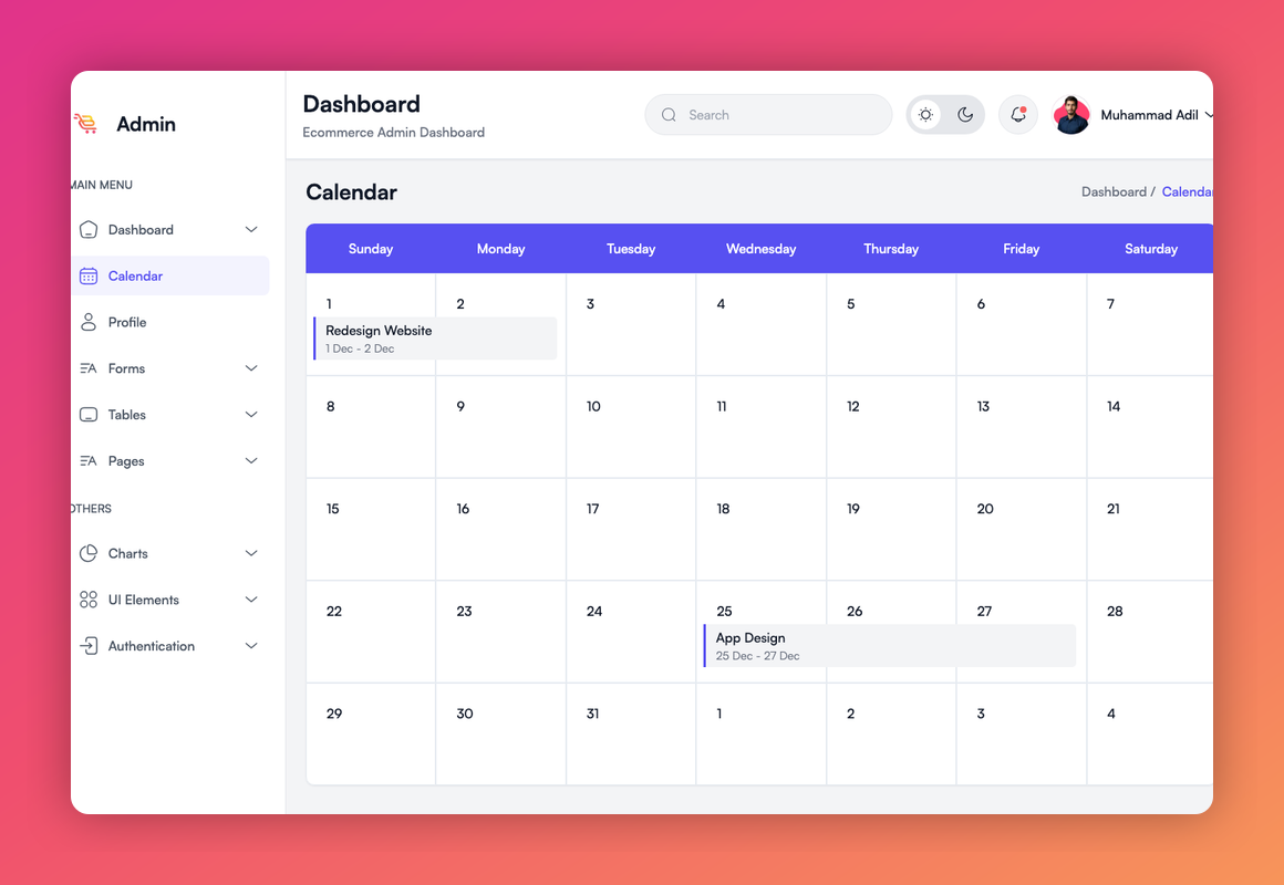 Admin Dashboard screenshot