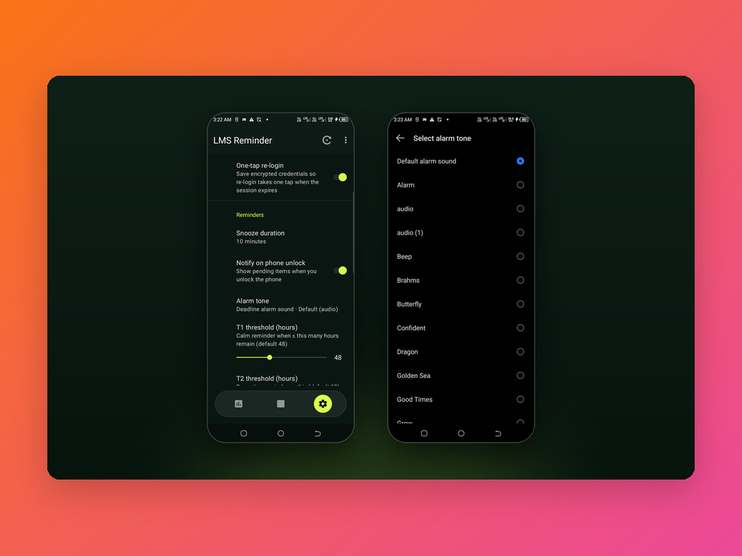 LMS Reminder Android app screenshot