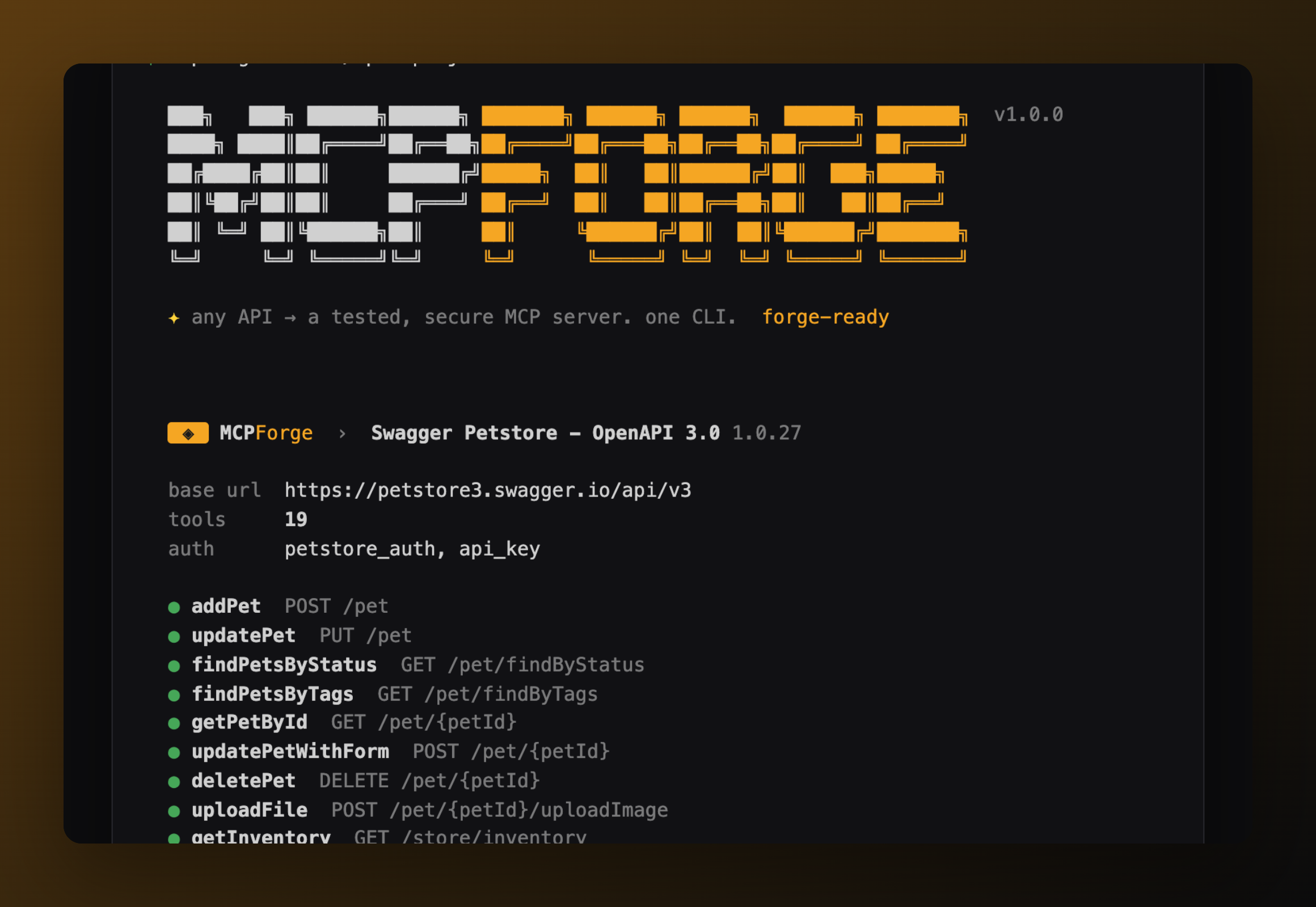 MCPForge — MCP CLI screenshot